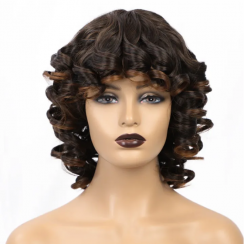 5 Packs Short Brown Curly Hair High Temperature Fiber Chemical Fiber Wig Head Cover