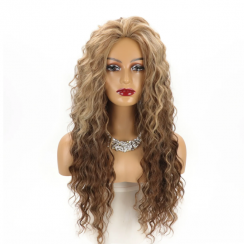 2 Packs Brown Party High Temperature Wire Side Points Long Curly Hair Wigs