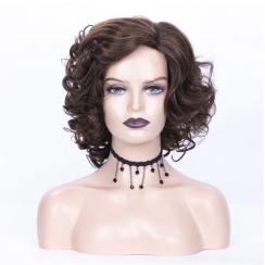 3 Packs Brown Party High Temperature Wire Side Points Short Curly Hair Wigs