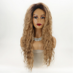 2 Packs Fashion Gold Party High Temperature Wire Side Points Long Curly Hair Wigs