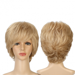 6 Packs Golden Short Curly Synthetic Hair Headgear High Temperature Wig With Bang