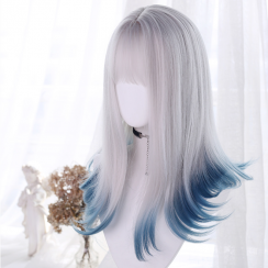3 Packs Simple Style Gradient Color Casual Carnival Stage High Temperature Wire Bangs Long Straight Hair Wig Net