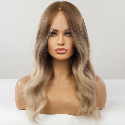 3 Packs Medium Length Brown Gradient Blonde Synthetic Fiber High Density Heat Resistant Lace Wig